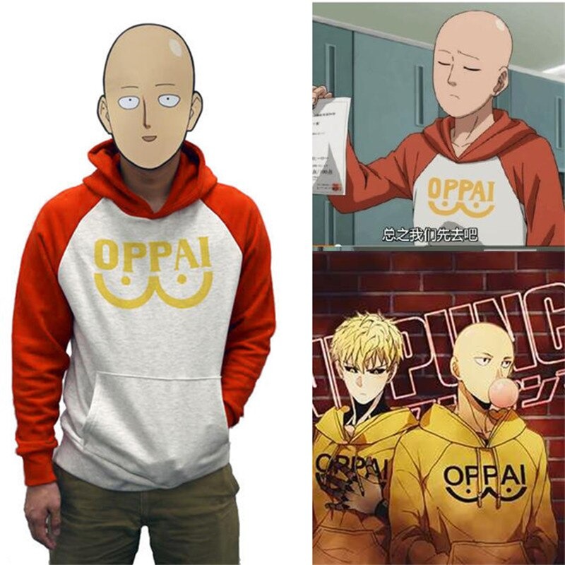 One Punch Man – Saitama Oppai Hoodie Hoodies & Sweatshirts
