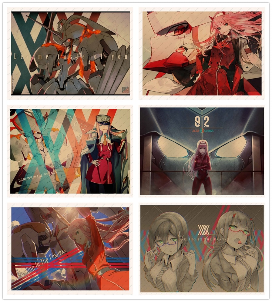 Darling in the Franxx – Zero Two Kraft Wall Retro Poster (12 Styles) Posters