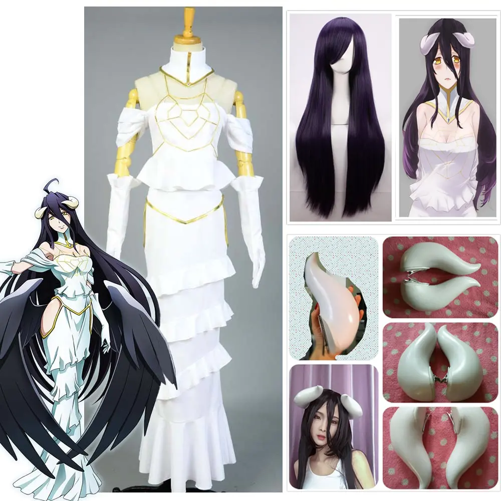 Overlord – Albedo White Dress Cosplay Costume Cosplay & Accessories