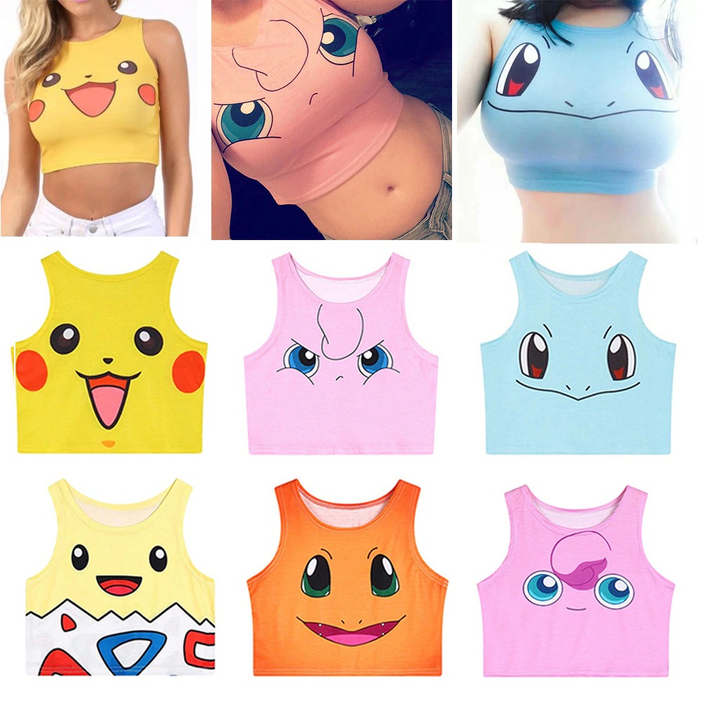 Pokemon – Sexy Face Women Crop Tops (14 Styles) T-Shirts & Tank Tops