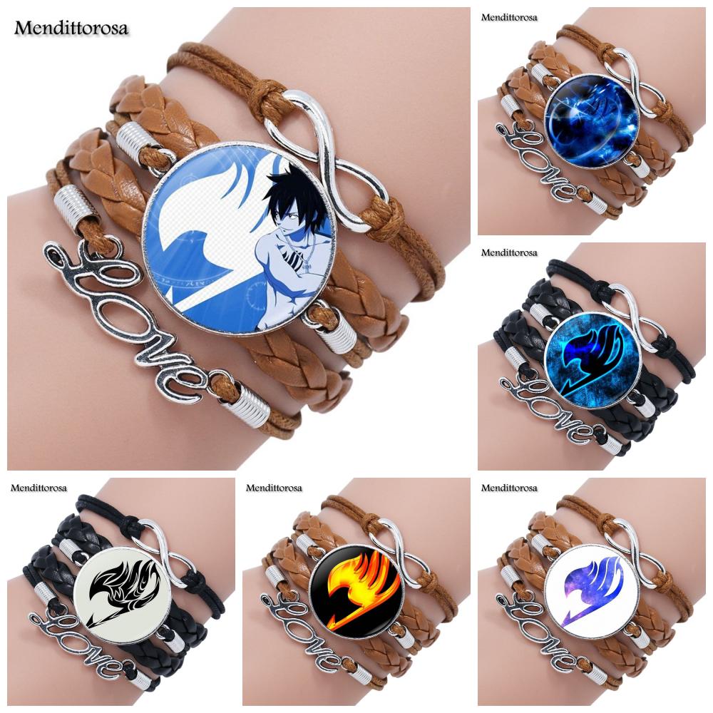 Fairy Tail – Premium Leather Bracelet Cabochon (12 Colors) Bracelets