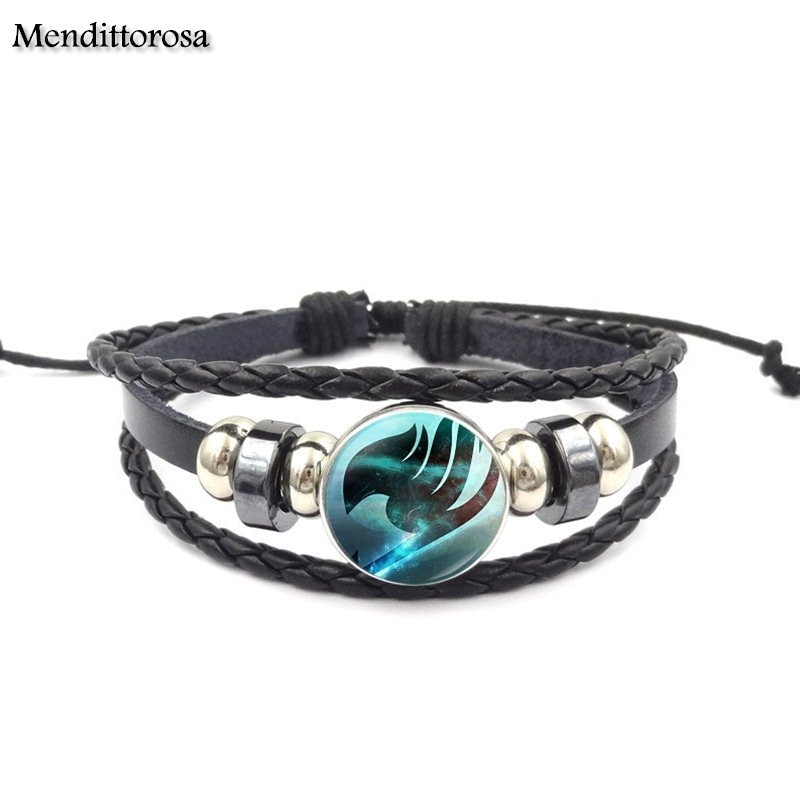 Fairy Tail – Leather Bracelet Cabochon (12 Colors) Bracelets