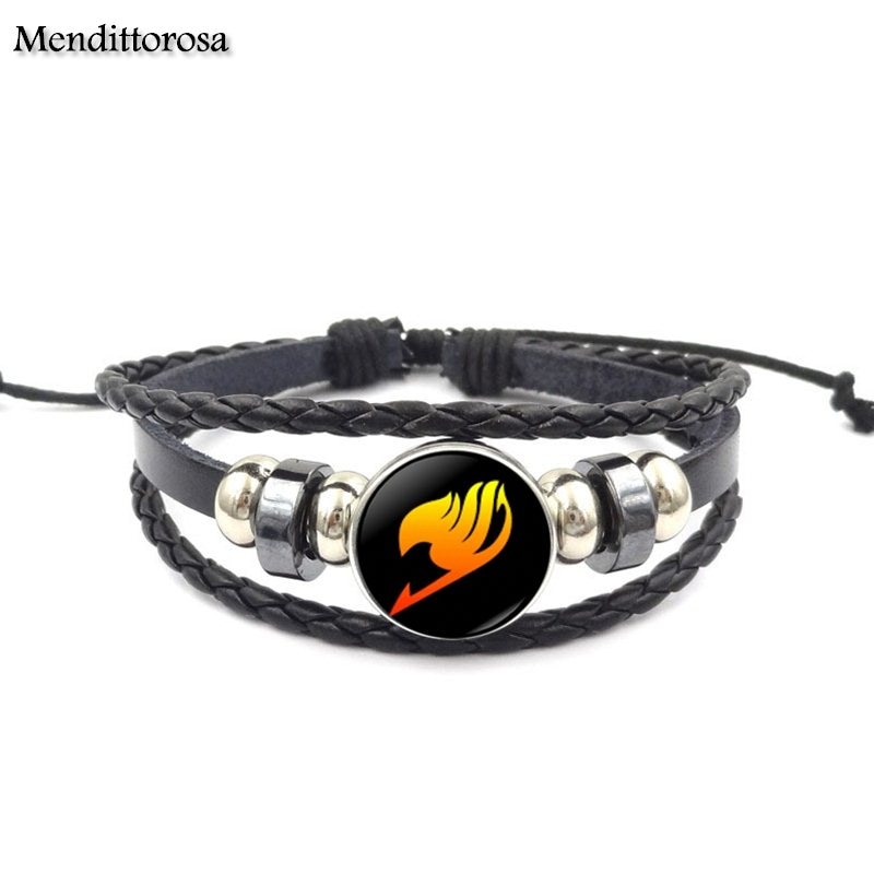 Fairy Tail – Leather Bracelet Cabochon (12 Colors) Bracelets