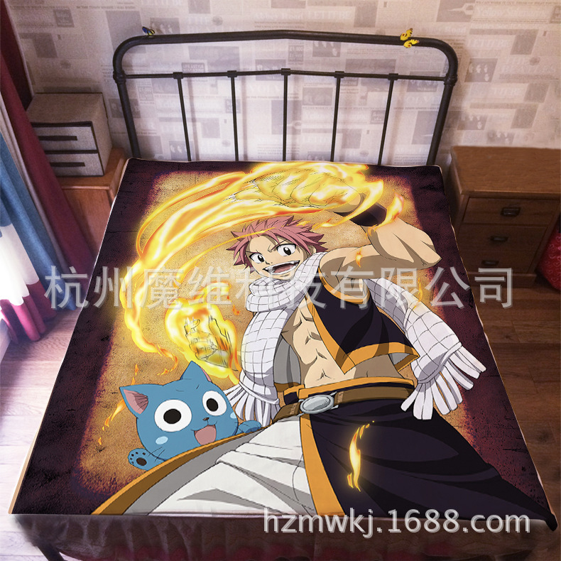 Fairy Tail – Natsu and Happy Flannel Bed Sheet Bed & Pillow Covers