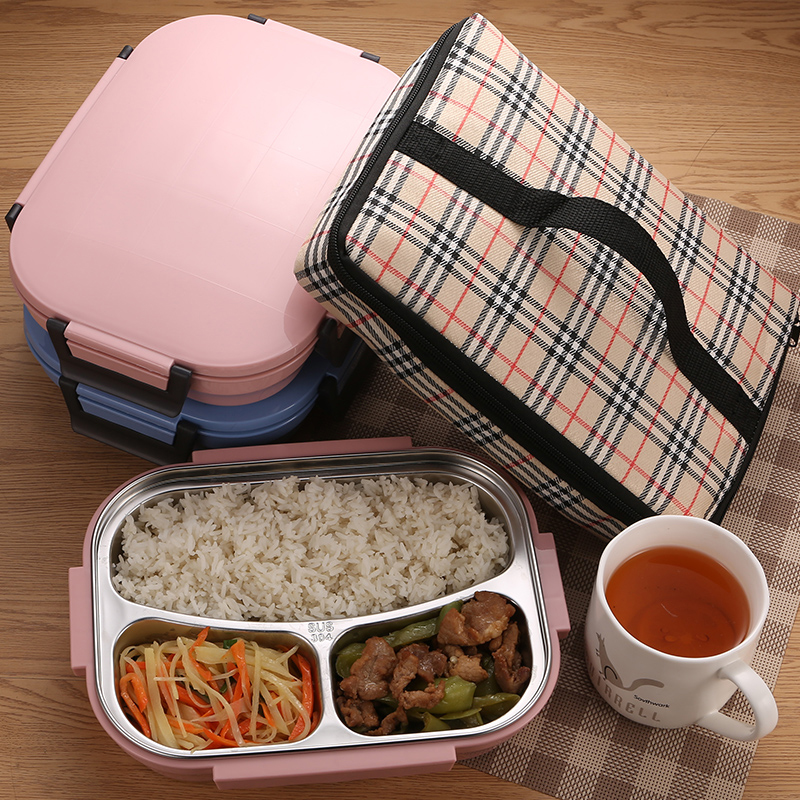 Bento Stainless Steel Lunch Box with Bag (3 Colors) Lunch Boxes