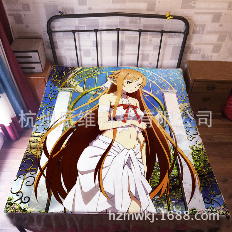 Sword Art Online – Kirito, Asuna and Yui Flannel Bed Sheet (3 Styles) Bed & Pillow Covers