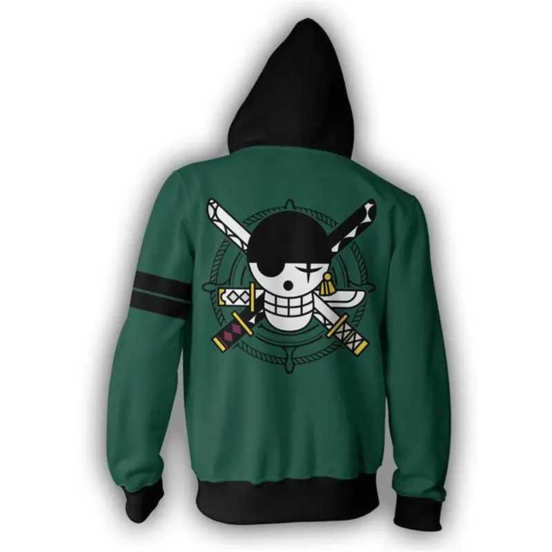 One Piece – Roronoa Zoro themed Zip Hoodie Hoodies & Sweatshirts