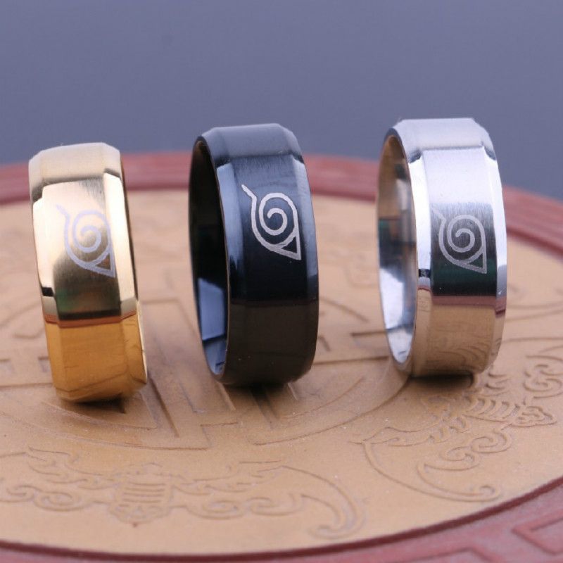 Naruto – Leaf Village Stainless Steel Ring (3 Colors) Rings & Earrings