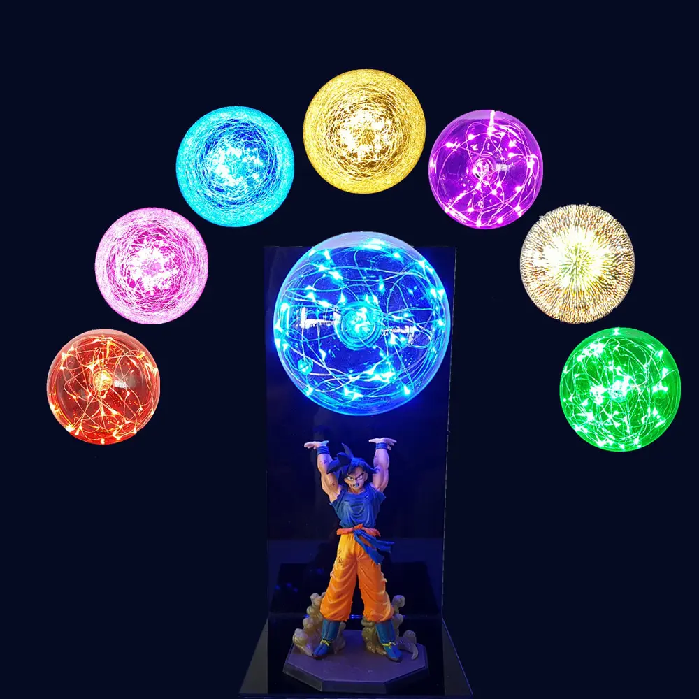 Dragon Ball Z Super Saiya Goku Crystal Balls Light up LED Light 20cm Figure  