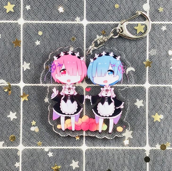 Re:Zero − Starting Life in Another World – Ram and Rem Keychains (9 Designs) Keychains