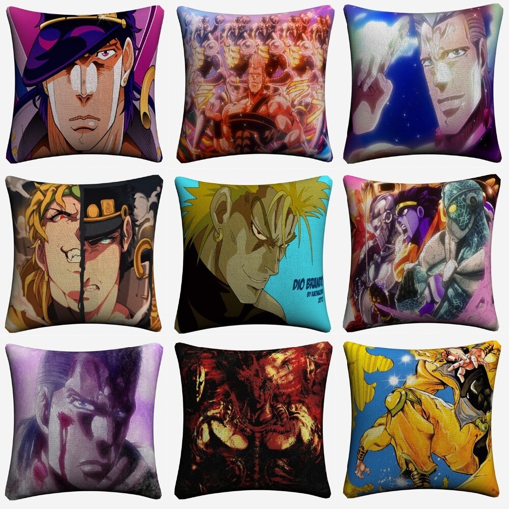 JoJo’s Bizarre Adventure – Different characters Pillow Covers (10+ Designs) Bed & Pillow Covers