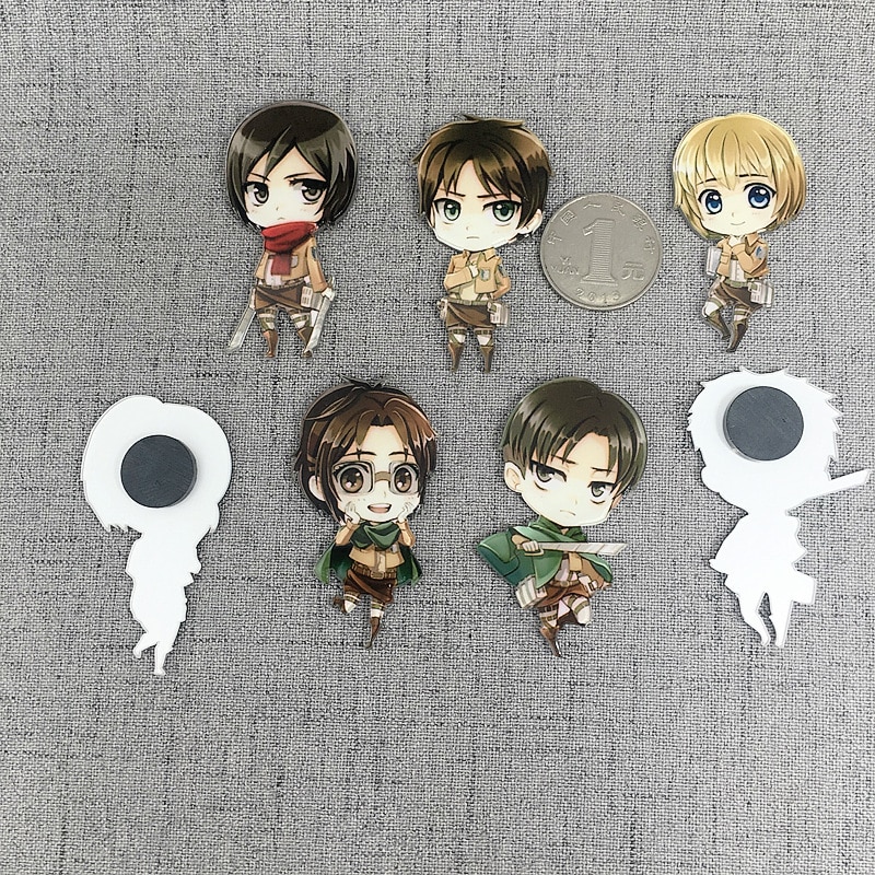 Attack on Titan – Different Characters Cute Acrylic Magnets (7 Designs) Keychains