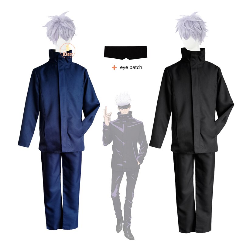 2021 New Anime Jujutsu Kaisen Gojo Satoru Cosplay Costume Light Purple Wig Boys Men School Uniform Suit Party Carnical Outfit Uncategorized