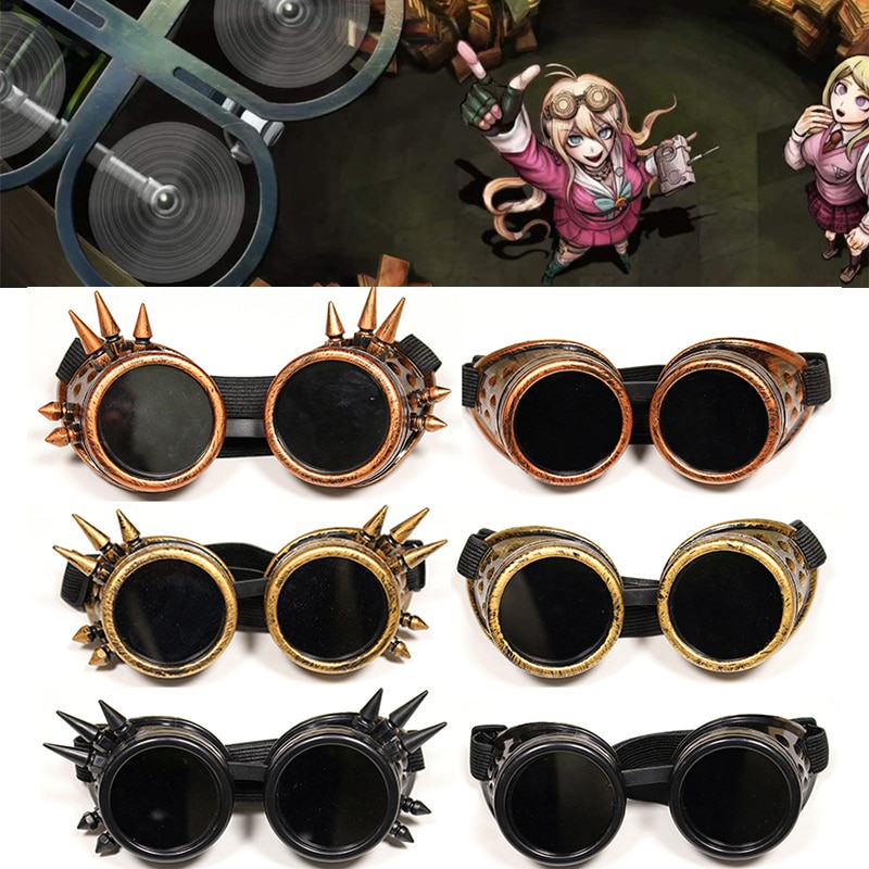Danganronpa V3 Iruma Miu Cosplay glasses Prop Gothic Cosplay Rivet Steampunk Goggles Glasses Welding Punk Uncategorized