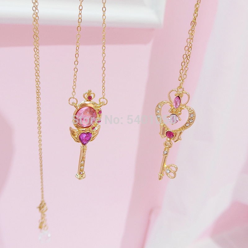 Anime Sailor Moon Loving Wand Crystal cosplay Pendant Necklace Girl accessories Cute props Uncategorized