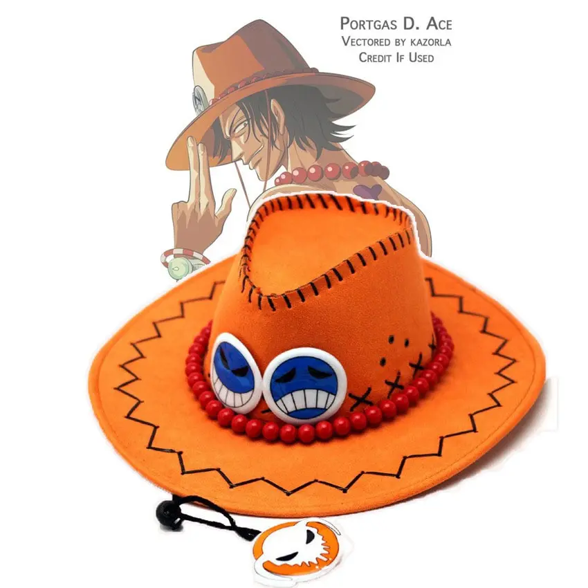 chapéu do portgas d. ace de one piece irmão do luffy laranja luxo original