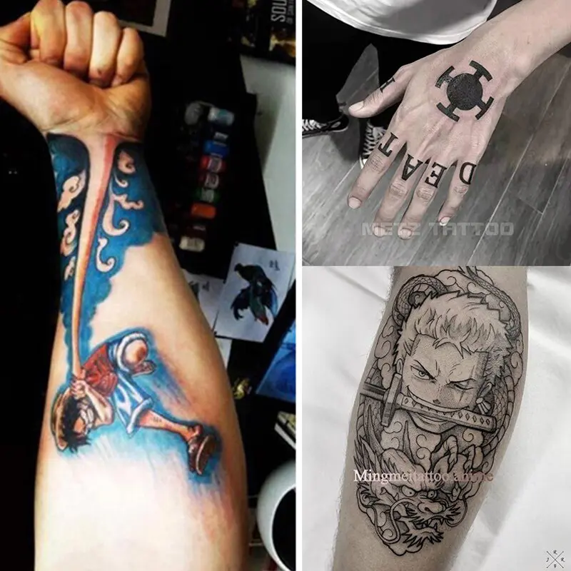 One Piece – Different Characters Realistic Tattoos (10 Designs) Action & Toy Figures