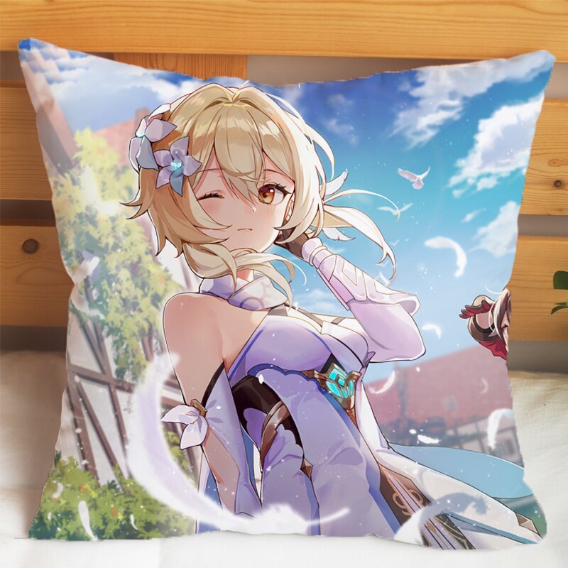 Game Genshin Impact Pillows Cases Pillowcase Klee Paimon Keqing Barbara Pillowcases Gifts Soft Pillow Inner Covers Two Sides Uncategorized