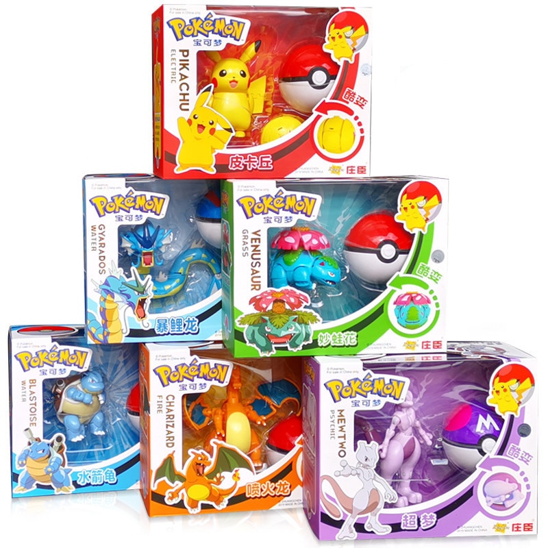 Pokemon – Different Pokemons Set with Pokeballs (5+ Variants) Action & Toy Figures