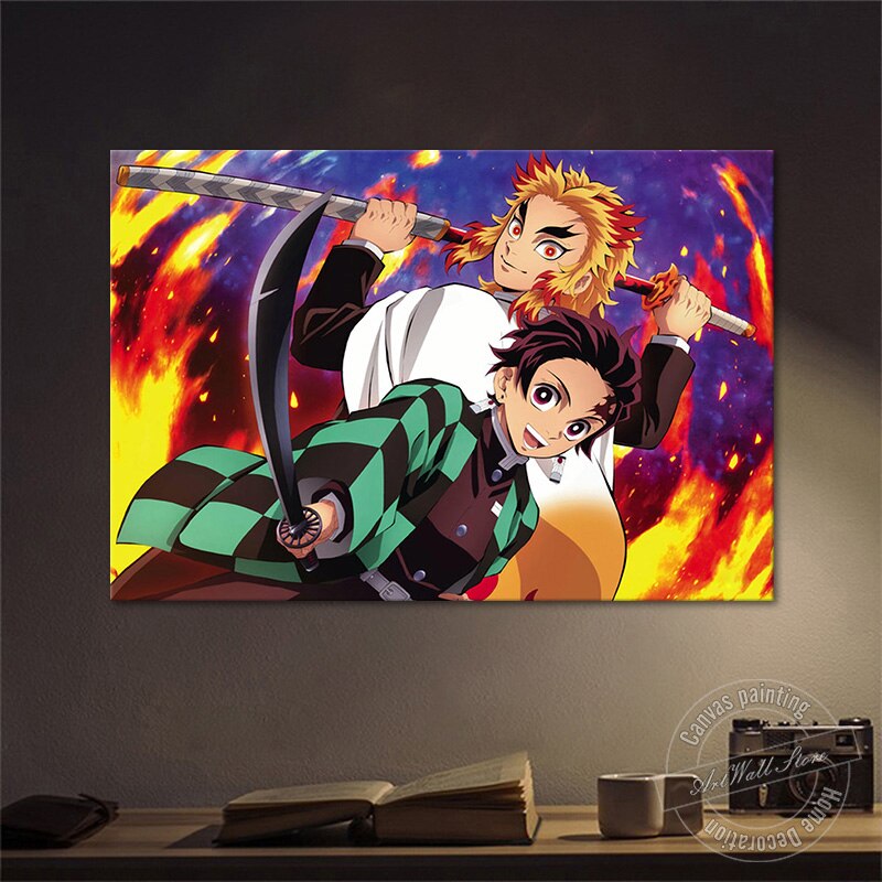 Demon Slayer – Tanjiro and Kyojuro Themed Beautiful Poster (Unframed) Posters