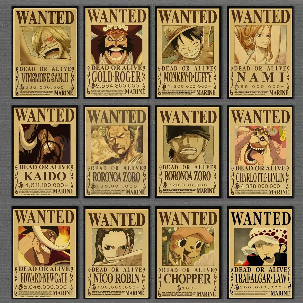 One Piece – Different Characters Wanted Style Wall Posters (15+ Designs) Posters
