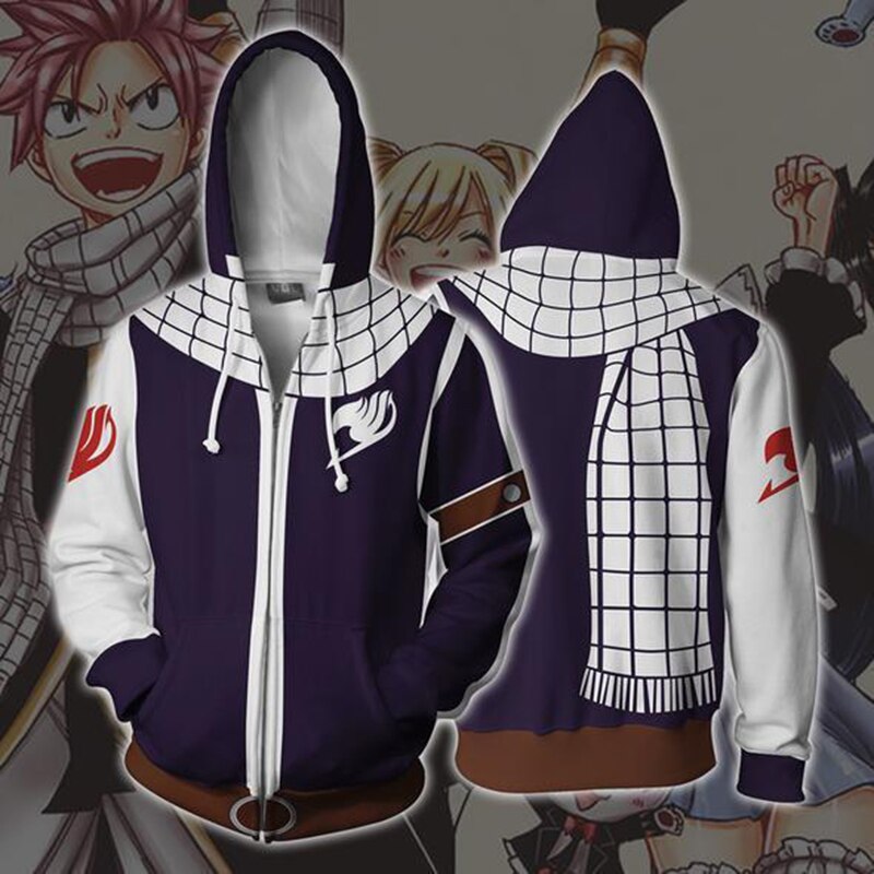 Fairy Tail – Natsu Dragneel themed Zip Hoodie Hoodies & Sweatshirts