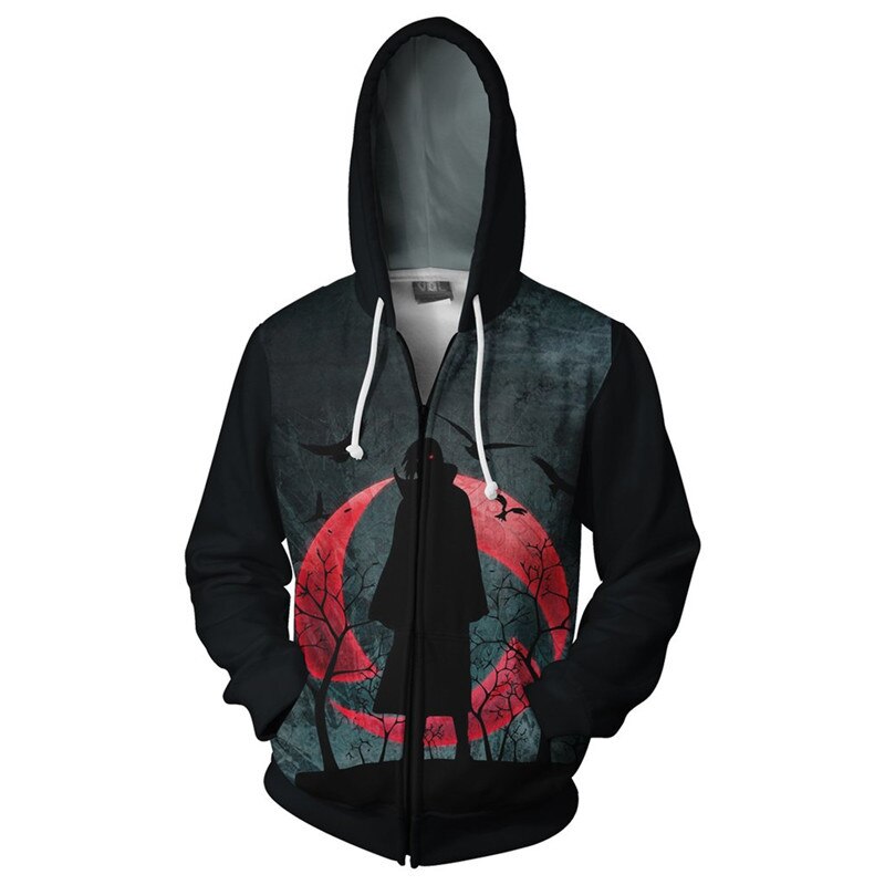 Naruto – Itachi Uchiha Sharingan themed Zip Hoodie Hoodies & Sweatshirts