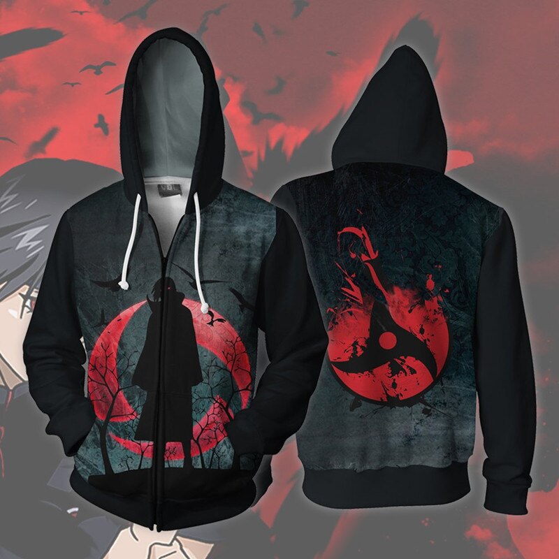 Naruto – Itachi Uchiha Sharingan themed Zip Hoodie Hoodies & Sweatshirts