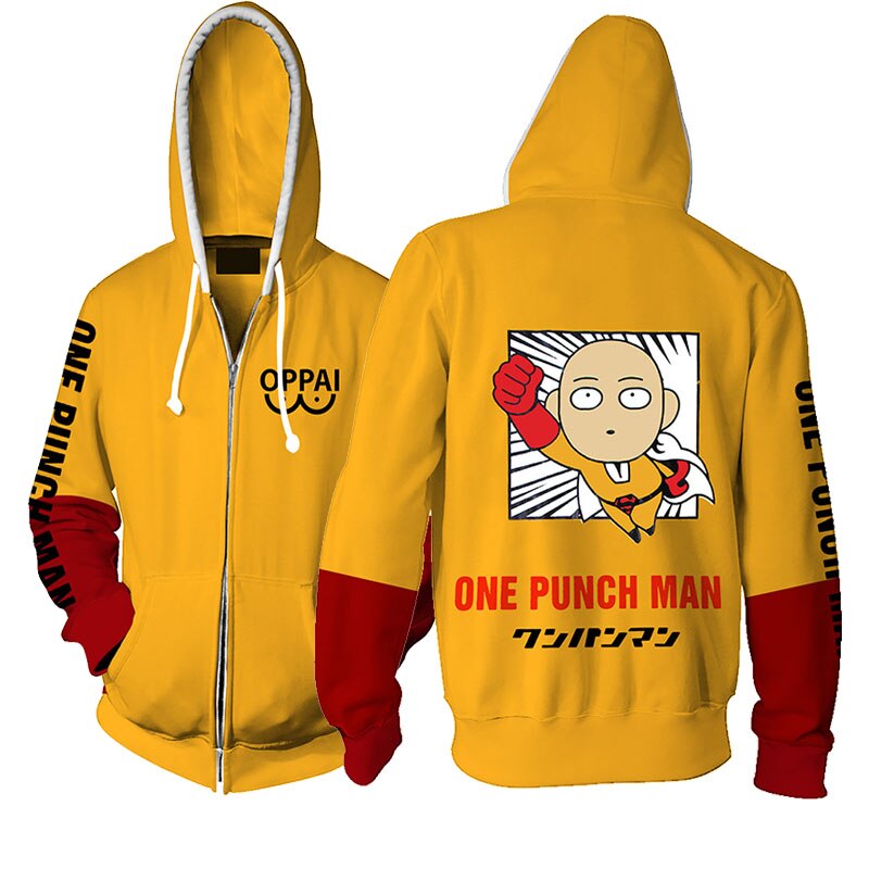 One Punch Man – Saitama Flying Style Zip Hoodie Hoodies & Sweatshirts