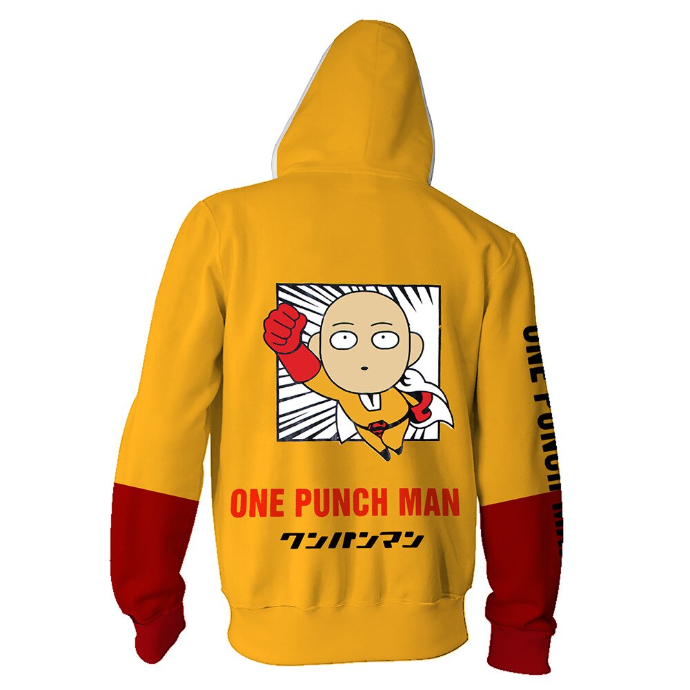 One Punch Man – Saitama Flying Style Zip Hoodie Hoodies & Sweatshirts