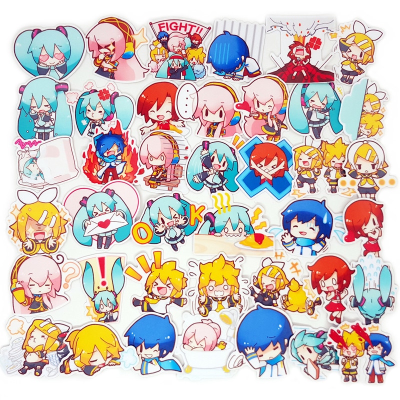 Different Cute Anime Girls Pack of Waterproof Stickers (40 Pieces) Posters