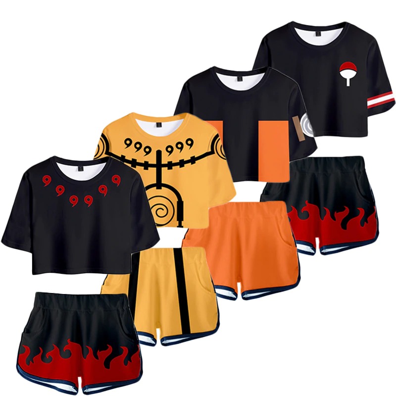 Naruto – Different Characters and Groups Themed Women T-Shirts with Shorts (10 Designs) Cosplay & Accessories