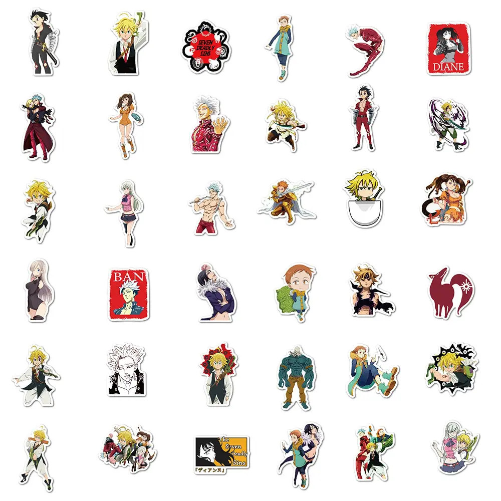 Seven Deadly Sins – All Characters Waterproof Stickers (Set of 10/50/100) Posters