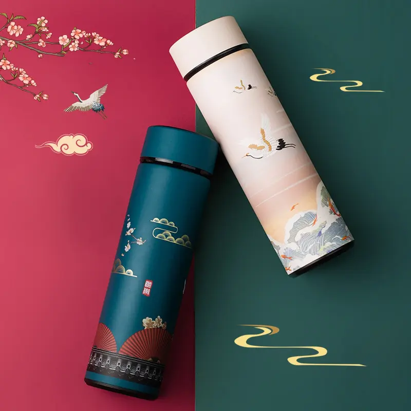 Japanese Traditional Designs Themed Smart Water Bottles with LED Display (20+ Designs) Mugs