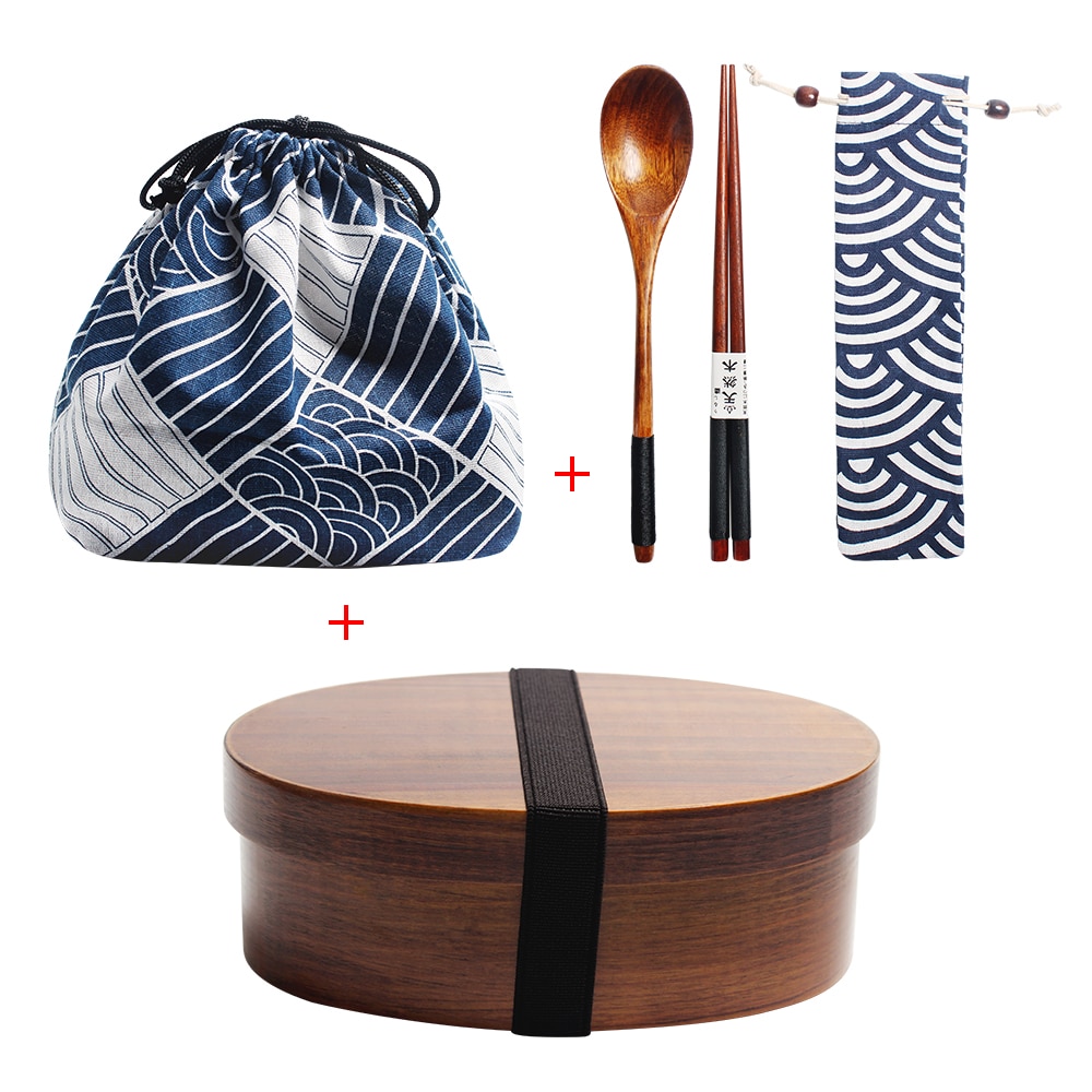 Japanese Style Wooden Lunch Box With Spoon and Chopstick (15+ Designs) Lunch Boxes