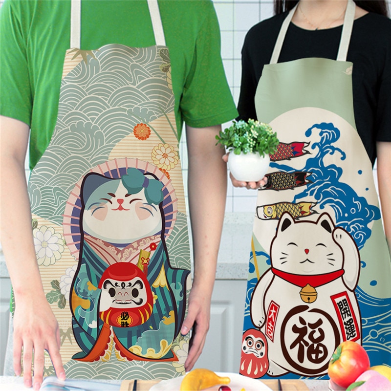 Japanese Themed Lucky Cat Beautiful Aprons (20+ Designs) Cosplay & Accessories