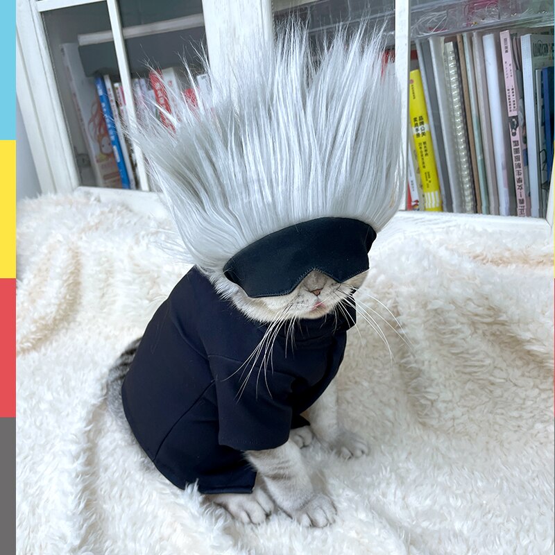 Jujutsu Kaisen – Gojo Satoru Themed Cute Cosplay Costume for Cat (4 Pieces) Cosplay & Accessories