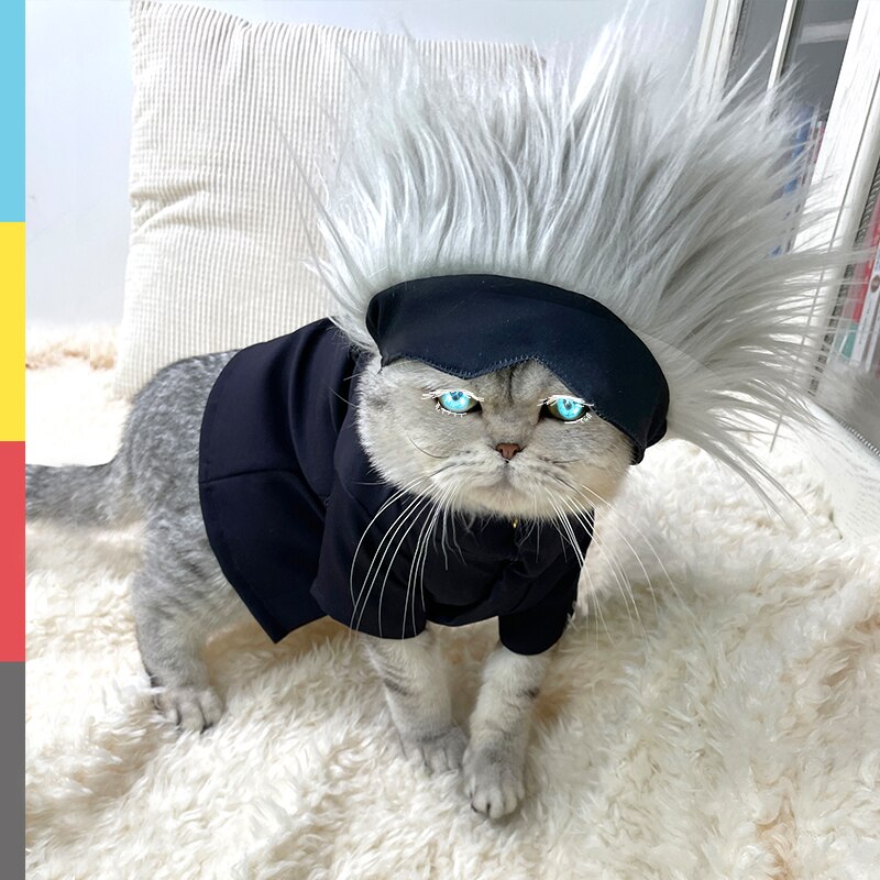 Jujutsu Kaisen – Gojo Satoru Themed Cute Cosplay Costume for Cat (4 Pieces) Cosplay & Accessories