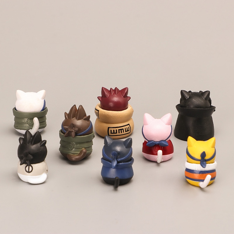 Figura De Acción De Naruto Kit 8 Bonecos Anime Cats Sasukes 