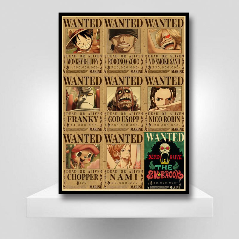 Cheap Anime Poster 10PCS One Piece Luffy Wanted Poster Zorro Nami