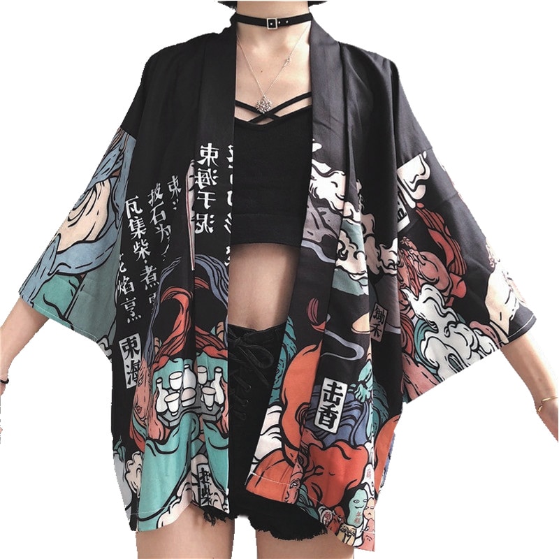 Kimonos Woman 2021 Japanese Kimono Cardigan Cosplay Shirt Blouse For Women Japanese Yukata Female Summer Beach Kimono FF1126 Uncategorized