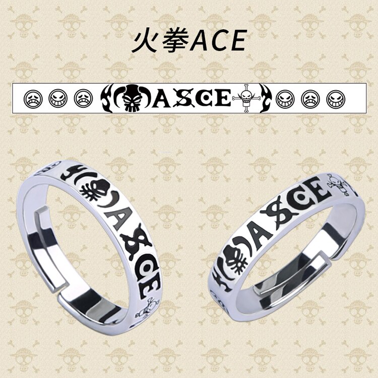 Hot Anime One Piece Monkey D Luffy Death Trafalgar Law Ace 925 Sterling Silver Ring Cosplay Gift S925 Props Uncategorized