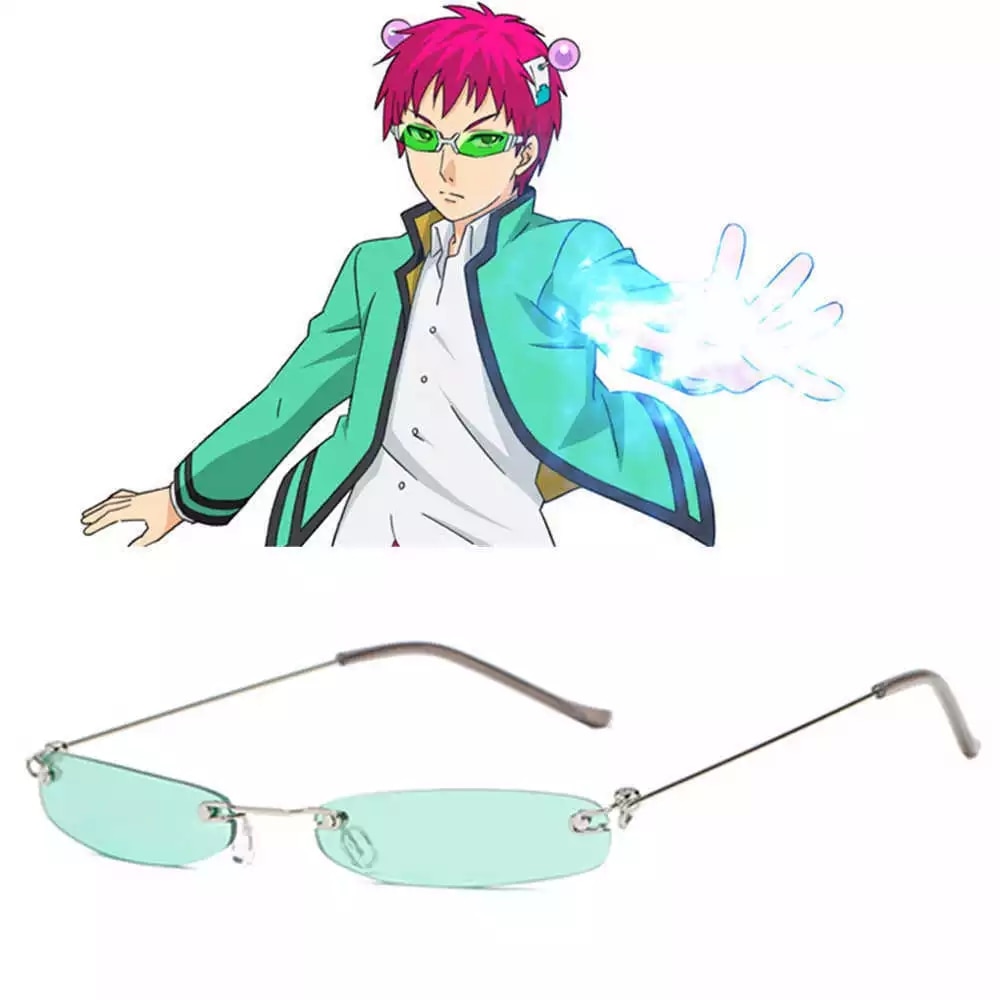 Anime The Disastrous Life Of Saiki K. Cosplay Props Saiki Kusuo Glasses Green Lens Sunglasses Small Frame Daily Cos Fashion Uncategorized