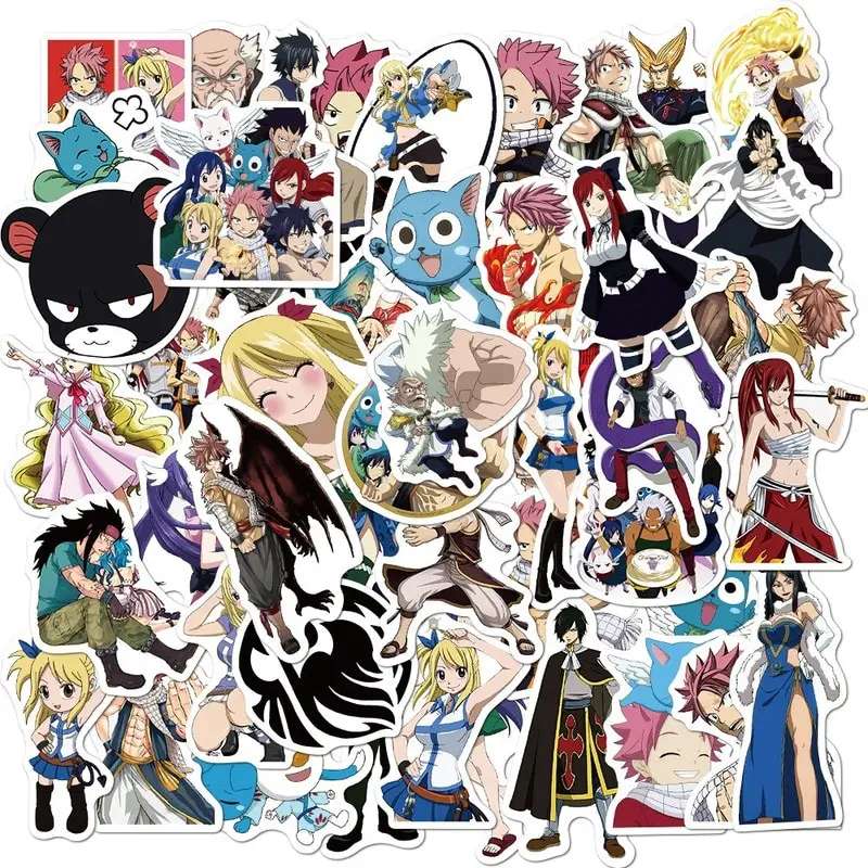 10/50PCS Anime Fairy Tail Stickers Car Bike Travel Luggage Phone Guitar Laptop Fridge Waterproof Classic Toy Decal Stickers Uncategorized