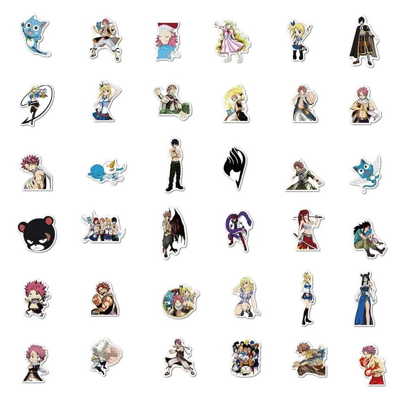 10/50PCS Anime Fairy Tail Stickers Car Bike Travel Luggage Phone Guitar Laptop Fridge Waterproof Classic Toy Decal Stickers Uncategorized