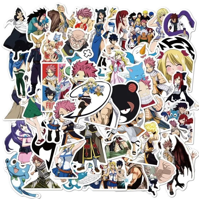 10/50PCS Anime Fairy Tail Stickers Car Bike Travel Luggage Phone Guitar Laptop Fridge Waterproof Classic Toy Decal Stickers Uncategorized