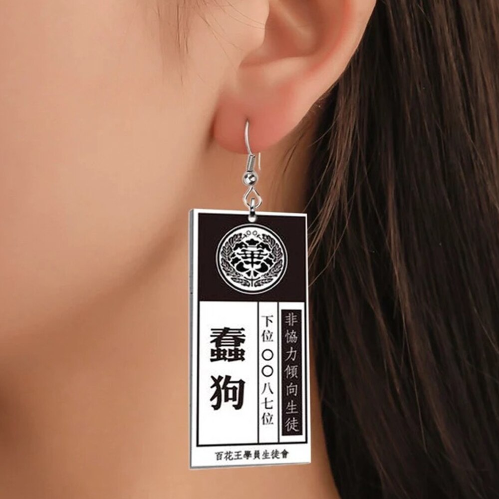 Anime Kakegurui Cosplay Earrings Jabami Yumeko Saotome Meari ID Card Acrylic Pendant Jewelry Gifts Uncategorized