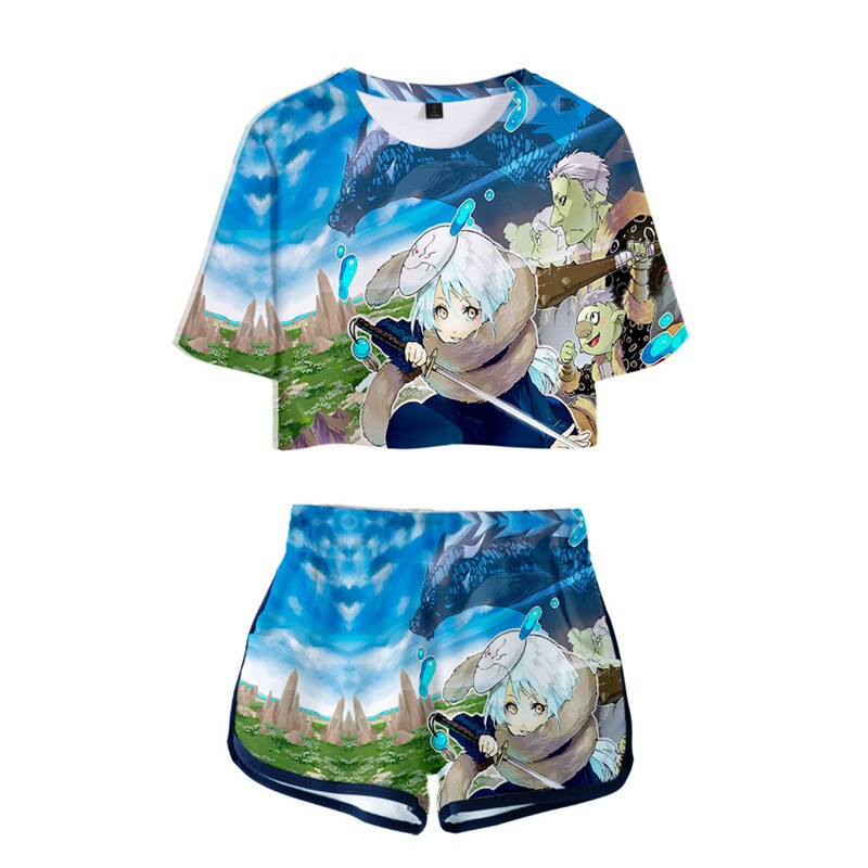 Anime That Time I Got Reincarnated as a Slime Cosplay Costumes Short Sleeve T shirt Shorts Sport Suits Tees Running Sets Women Uncategorized