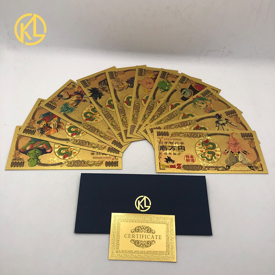 Dragon Ball – Different Characters Themed 10K Yen Gold Banknotes (20+ Designs) Cosplay & Accessories