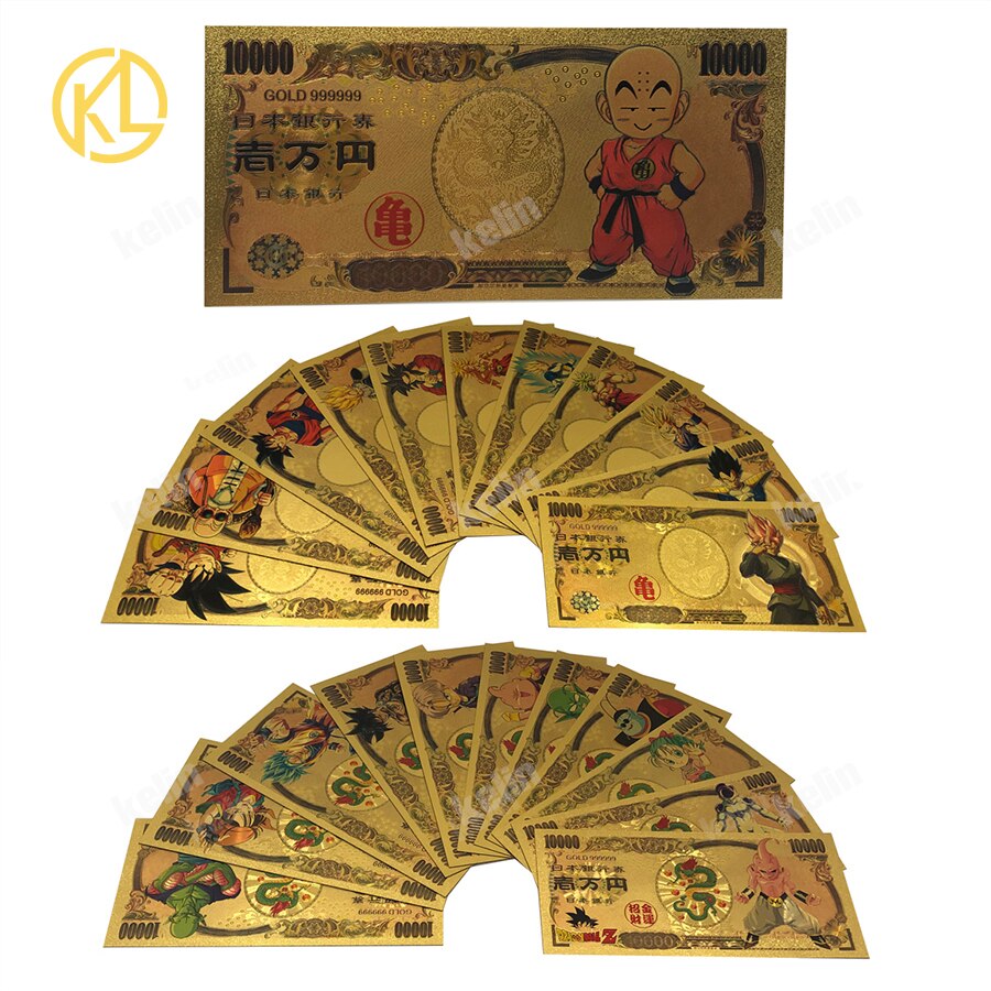Dragon Ball – Different Characters Themed 10K Yen Gold Banknotes (20+ Designs) Cosplay & Accessories